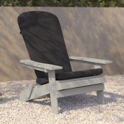 Charlestown Set of 2 All-Weather Poly Resin Indoor/Outdoor Folding Adirondack Chairs in Gray with Gray Cushions for Deck, Porch, and Patio, 2-JJ-C14505-CSNGY-GY-GG