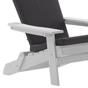 Charlestown Set of 2 All-Weather Poly Resin Indoor/Outdoor Folding Adirondack Chairs in White with Gray Cushions for Deck, Porch, and Patio, 2-JJ-C14505-CSNGY-WH-GG