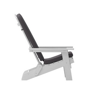 Charlestown Set of 2 All-Weather Poly Resin Indoor/Outdoor Folding Adirondack Chairs in White with Gray Cushions for Deck, Porch, and Patio, 2-JJ-C14505-CSNGY-WH-GG