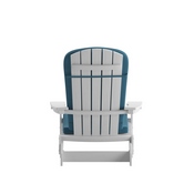 Charlestown Set of 2 All-Weather Poly Resin Indoor/Outdoor Folding Adirondack Chairs in White with Teal Cushions for Deck, Porch, and Patio, 2-JJ-C14505-CSNTL-WH-GG