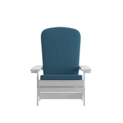 Charlestown Set of 2 All-Weather Poly Resin Indoor/Outdoor Folding Adirondack Chairs in White with Teal Cushions for Deck, Porch, and Patio, 2-JJ-C14505-CSNTL-WH-GG