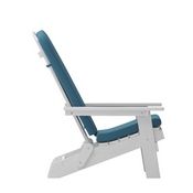 Charlestown Set of 2 All-Weather Poly Resin Indoor/Outdoor Folding Adirondack Chairs in White with Teal Cushions for Deck, Porch, and Patio, 2-JJ-C14505-CSNTL-WH-GG