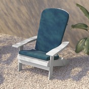 Charlestown Set of 2 All-Weather Poly Resin Indoor/Outdoor Folding Adirondack Chairs in White with Teal Cushions for Deck, Porch, and Patio, 2-JJ-C14505-CSNTL-WH-GG