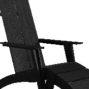 Set of 2 Sawyer Modern All-Weather Poly Resin Wood Adirondack Chairs with Foot Restsin Black, 2-JJ-C14509-14309-BK-GG