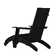 Set of 2 Sawyer Modern All-Weather Poly Resin Wood Adirondack Chairs with Foot Restsin Black, 2-JJ-C14509-14309-BK-GG