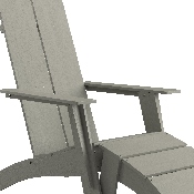 Set of 2 Sawyer Modern All-Weather Poly Resin Wood Adirondack Chairs with Foot Restsin Gray, 2-JJ-C14509-14309-GY-GG
