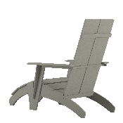 Set of 2 Sawyer Modern All-Weather Poly Resin Wood Adirondack Chairs with Foot Restsin Gray, 2-JJ-C14509-14309-GY-GG