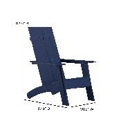 Set of 2 Sawyer Modern All-Weather Poly Resin Wood Adirondack Chairs with Foot Restsin Navy, 2-JJ-C14509-14309-NV-GG