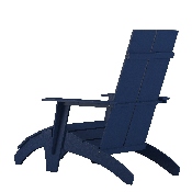 Set of 2 Sawyer Modern All-Weather Poly Resin Wood Adirondack Chairs with Foot Restsin Navy, 2-JJ-C14509-14309-NV-GG
