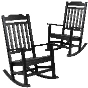Set of 2 Winston All-Weather Rocking Chair in Black Faux Wood, 2-JJ-C14703-BK-GG