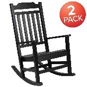Set of 2 Winston All-Weather Rocking Chair in Black Faux Wood, 2-JJ-C14703-BK-GG