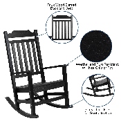 Set of 2 Winston All-Weather Rocking Chair in Black Faux Wood, 2-JJ-C14703-BK-GG