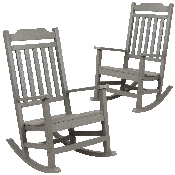 Set of 2 Winston All-Weather Rocking Chair in Gray Faux Wood, 2-JJ-C14703-GY-GG
