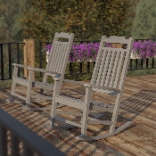 Set of 2 Winston All-Weather Rocking Chair in Gray Faux Wood, 2-JJ-C14703-GY-GG
