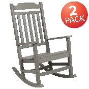 Set of 2 Winston All-Weather Rocking Chair in Gray Faux Wood, 2-JJ-C14703-GY-GG