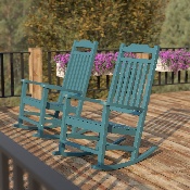 Set of 2 Winston All-Weather Rocking Chair in Teal Faux Wood, 2-JJ-C14703-TL-GG