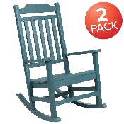 Set of 2 Winston All-Weather Rocking Chair in Teal Faux Wood, 2-JJ-C14703-TL-GG