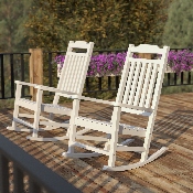Set of 2 Winston All-Weather Rocking Chair in White Faux Wood, 2-JJ-C14703-WH-GG
