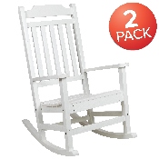 Set of 2 Winston All-Weather Rocking Chair in White Faux Wood, 2-JJ-C14703-WH-GG