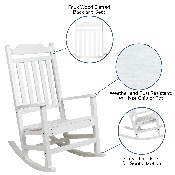 Set of 2 Winston All-Weather Rocking Chair in White Faux Wood, 2-JJ-C14703-WH-GG