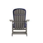 Savannah Set of 2 All-Weather Poly Resin Wood Adirondack Rocking Chairs in Gray with Blue Cushions for Deck, Porch, and Patio, 2-JJ-C14705-CSNBL-GY-GG