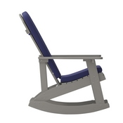 Savannah Set of 2 All-Weather Poly Resin Wood Adirondack Rocking Chairs in Gray with Blue Cushions for Deck, Porch, and Patio, 2-JJ-C14705-CSNBL-GY-GG