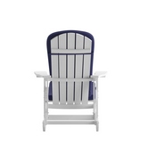 Savannah Set of 2 All-Weather Poly Resin Wood Adirondack Rocking Chairs in White with Blue Cushions for Deck, Porch, and Patio, 2-JJ-C14705-CSNBL-WH-GG