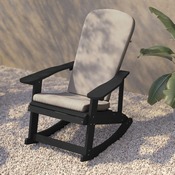 Savannah Set of 2 All-Weather Poly Resin Wood Adirondack Rocking Chairs in Black with Cream Cushions for Deck, Porch, and Patio, 2-JJ-C14705-CSNCR-BK-GG