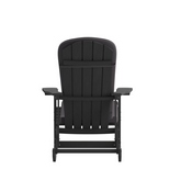 Savannah Set of 2 All-Weather Poly Resin Wood Adirondack Rocking Chairs in Black with Gray Cushions for Deck, Porch, and Patio, 2-JJ-C14705-CSNGY-BK-GG