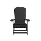 Savannah Set of 2 All-Weather Poly Resin Wood Adirondack Rocking Chairs in Black with Gray Cushions for Deck, Porch, and Patio, 2-JJ-C14705-CSNGY-BK-GG