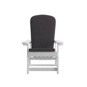 Savannah Set of 2 All-Weather Poly Resin Wood Adirondack Rocking Chairs in White with Gray Cushions for Deck, Porch, and Patio, 2-JJ-C14705-CSNGY-WH-GG