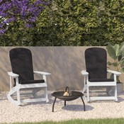 Savannah Set of 2 All-Weather Poly Resin Wood Adirondack Rocking Chairs in White with Gray Cushions for Deck, Porch, and Patio, 2-JJ-C14705-CSNGY-WH-GG