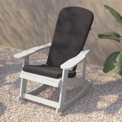 Savannah Set of 2 All-Weather Poly Resin Wood Adirondack Rocking Chairs in White with Gray Cushions for Deck, Porch, and Patio, 2-JJ-C14705-CSNGY-WH-GG