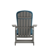 Savannah Set of 2 All-Weather Poly Resin Wood Adirondack Rocking Chairs in Gray with Teal Cushions for Deck, Porch, and Patio, 2-JJ-C14705-CSNTL-GY-GG