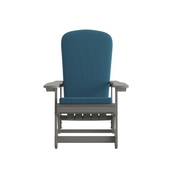 Savannah Set of 2 All-Weather Poly Resin Wood Adirondack Rocking Chairs in Gray with Teal Cushions for Deck, Porch, and Patio, 2-JJ-C14705-CSNTL-GY-GG