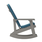 Savannah Set of 2 All-Weather Poly Resin Wood Adirondack Rocking Chairs in Gray with Teal Cushions for Deck, Porch, and Patio, 2-JJ-C14705-CSNTL-GY-GG