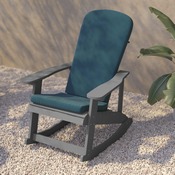 Savannah Set of 2 All-Weather Poly Resin Wood Adirondack Rocking Chairs in Gray with Teal Cushions for Deck, Porch, and Patio, 2-JJ-C14705-CSNTL-GY-GG