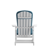 Savannah Set of 2 All-Weather Poly Resin Wood Adirondack Rocking Chairs in White with Teal Cushions for Deck, Porch, and Patio, 2-JJ-C14705-CSNTL-WH-GG