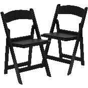 HERCULES Series Folding Chairs with Padded Seats - Set of 2 Black Resin Folding Chair with Vinyl Padded Seat, 2-LE-L-1-BLACK-GG