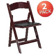 2 Pk. HERCULES Series 1000 lb. Capacity Red Mahogany Resin Folding Chair with Black Vinyl Padded Seat, 2-LE-L-1-MAH-GG