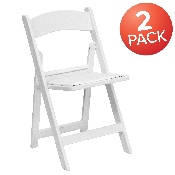 HERCULES Series Folding Chairs with Padded Seats - Set of 2 White Resin Folding Chair with Vinyl Padded Seat, 2-LE-L-1-WHITE-GG