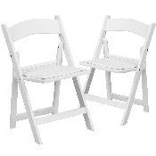 Kids Folding Chairs with Padded Seats - Set of 2 White Resin Folding Chair with Vinyl Padded Seat for Kids, 2-LE-L-1K-GG