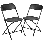 HERCULES Series Black Plastic Folding Chairs - Set of 2 Lightweight Folding Chairs, 2-LE-L-3-BK-GG