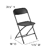 HERCULES Series Black Plastic Folding Chairs - Set of 2 Lightweight Folding Chairs, 2-LE-L-3-BK-GG