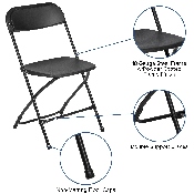 HERCULES Series Black Plastic Folding Chairs - Set of 2 Lightweight Folding Chairs, 2-LE-L-3-BK-GG