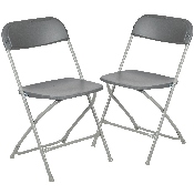HERCULES Series Gray Plastic Folding Chairs - Set of 2 Lightweight Folding Chairs, 2-LE-L-3-GREY-GG