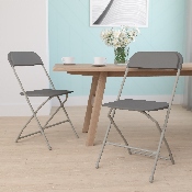 HERCULES Series Gray Plastic Folding Chairs - Set of 2 Lightweight Folding Chairs, 2-LE-L-3-GREY-GG
