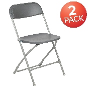 HERCULES Series Gray Plastic Folding Chairs - Set of 2 Lightweight Folding Chairs, 2-LE-L-3-GREY-GG