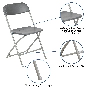 HERCULES Series Gray Plastic Folding Chairs - Set of 2 Lightweight Folding Chairs, 2-LE-L-3-GREY-GG
