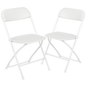 HERCULES Series White Plastic Folding Chairs - Set of 2 Lightweight Folding Chairs, 2-LE-L-3-WHITE-GG
